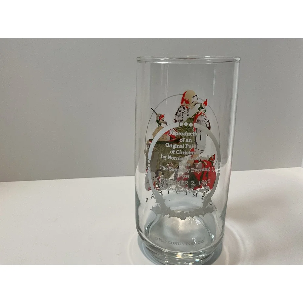 Set of 2 Coca Cola Norman‎ Rockwell Christmas Santa Glasses Vintage